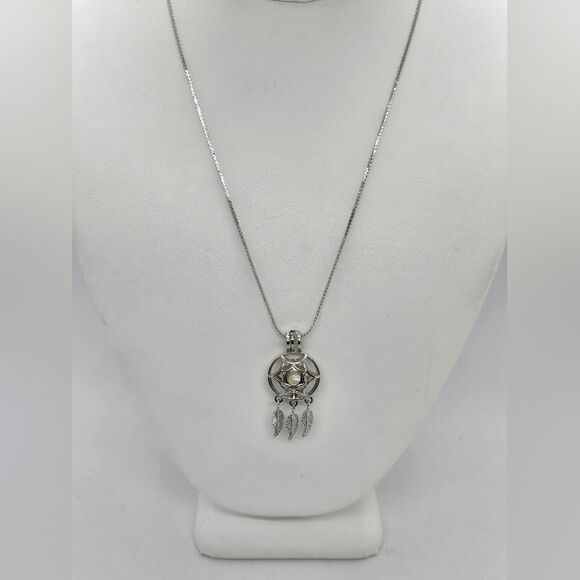 Native American Sterling Silver Dream Catcher Neck with Floating Pearl - Picture 4 of 5